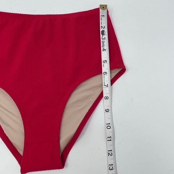 J Crew Bikini Womens Small Off The Shoulder Bikini Set Cherry Red Pique Nylon‎ - Picture 10 of 12